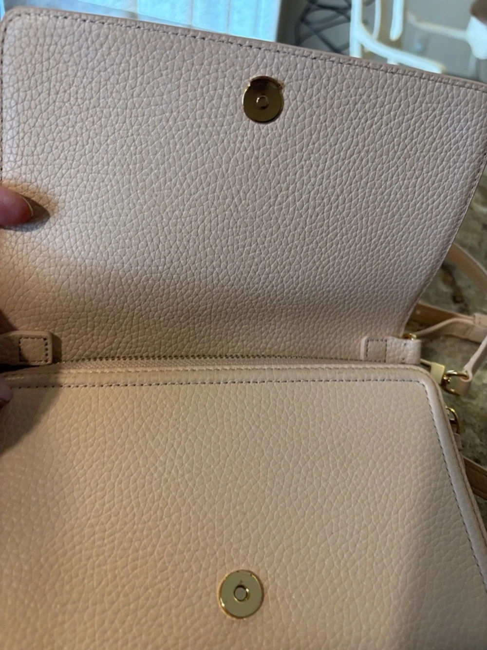 Tory Burch Pebbled Leather Crossbody in Blush - Picture 8 of 8